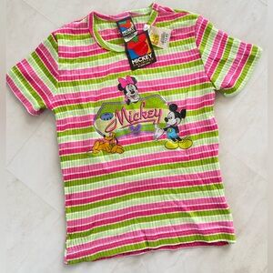 Disney Mickey Unlimited - Colorful Striped Green & Pink Shirt - Girls Size S